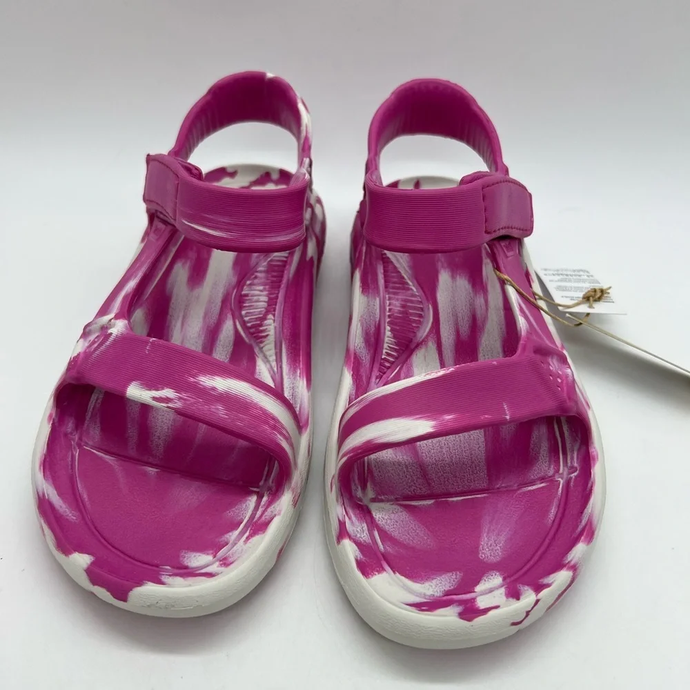 Teva Kids Pink and White Swirl Sandals With Velcro Strap Size Big Kid 3 NWT